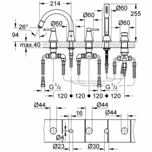 Grohe Grandera 5-Loch-Wannen- Kombination, Umstellung Wanne/Brause, 2 Verbraucher, Farbe: Chrom – 19919000 6