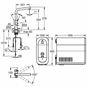 Grohe Blue Home Starter Kit 31454 Bluetooth/WIFI L-Ausl. Hard Graphite Geb, 31454AL1 6
