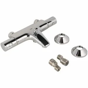 Grohe Wannenarmatur Precision Start, 34598000, Thermostatbatterie Für Wanne Mit TurboStat Kompaktkartusche, Dehnstoff-Thermoelement, Temperaturbegrenzer, StarLight Oberfläche, Chrom, 09716 1 7