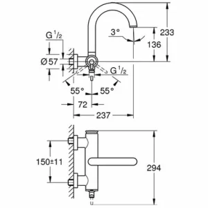 Grohe Einhand-Wannenbatterie Atrio 32652 Wandmontage Warm Sunset, 32652DA3 6