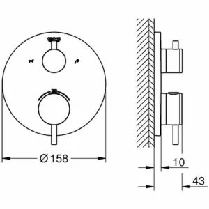 Grohe THM-Wannenbatterie Atrio 24138 FMS F. 35600 2-Wege-Umst. Hard Graphite Geb., 24138AL3 6