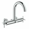 Grohe Atrio Wannenbatterie, DN 15, Wandmontage, Kreuzgriffe, 2 Verbraucher, Farbe: Chrom – 25010003 10