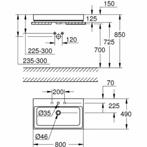 Grohe Cube Keramik Aufsatzwaschtisch 80 Cm, Mit Beschichtung 9
