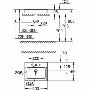 Grohe Cube Keramik Aufsatzwaschtisch 60 Cm, Mit Beschichtung 9