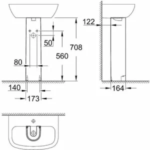 Grohe Bau Keramik Standsäule, Alpinweiß 12