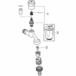 Grohe Armaturenkombination, DN15 Rohrbelüfter Bauform C, Chrom 8