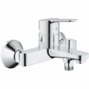 Grohe BauEdge Wannen-/Brausen-Einhandmischer-Set + Tempesta 100 2-Strahl-Handbrause Mit Wandhalterung, Chrom Einhandmischer BD1-Tempes 9