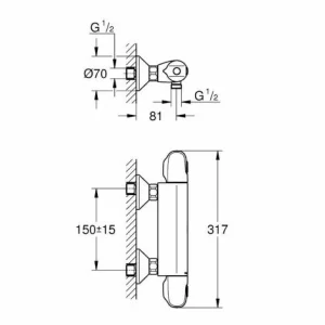 Grohe Grohtherm 1000 Set Brausethermostat + Brauseset Komplett 2 Strahlarten Tempesta 100 (34143003-Tempesta) 13