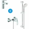 Grohe BauLoop Brausebatterie-Set + Brausestange Mit 2-Strahl-Handbrause + Waschtischbatterie, Chrom (23337000 & 23340000) 10