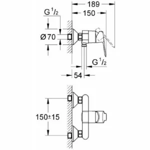 Grohe BauLoop Einhand-Brausebatterie, Für Wandmontage 15