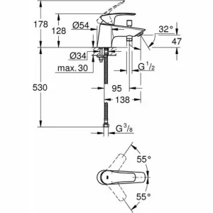 EUROSMART Einloch-Wannen- Und Brausemischer Grohe 6