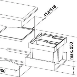 Blanco Abfallsystem 521468 2 Behälter, Mit Systemdeckel, 2x 16 L 22